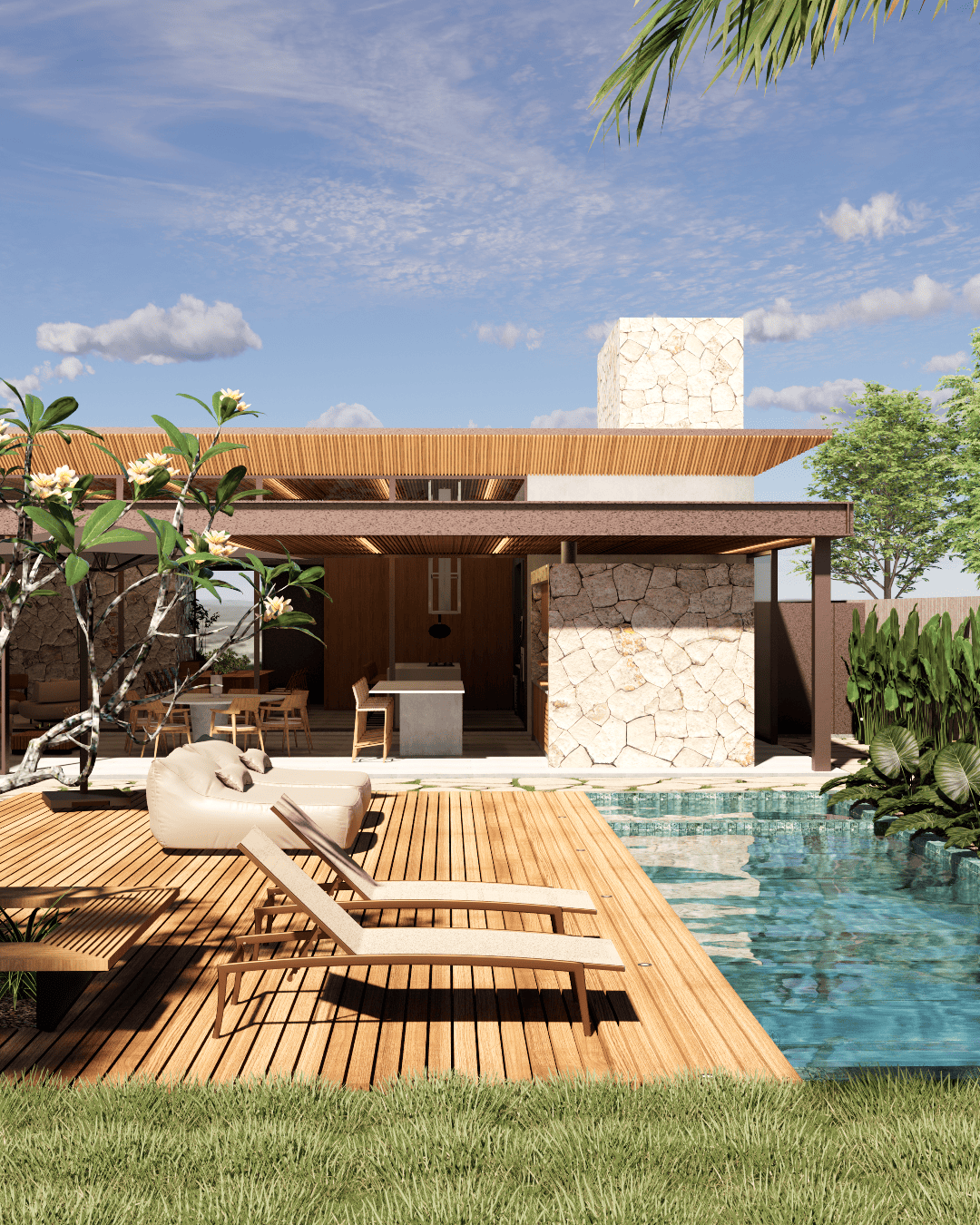 Projeto de arquitetura residencial de casa térrea no Condomínio Jardim Atenas Malota, em Jundiaí. Arquitetura moderna, funcional e pensada para o conforto da família.