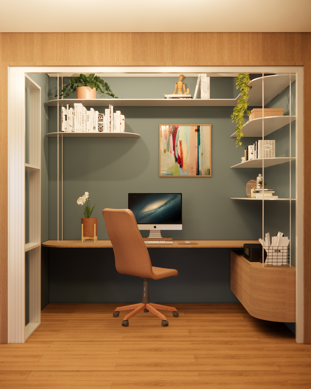 Projeto de interiores em itupeva, projeto de escritorio apartamento Odeon Jundiaí